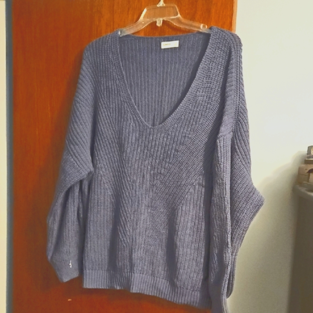 GAP Women's V-Neck Sweater in Dusty Blue